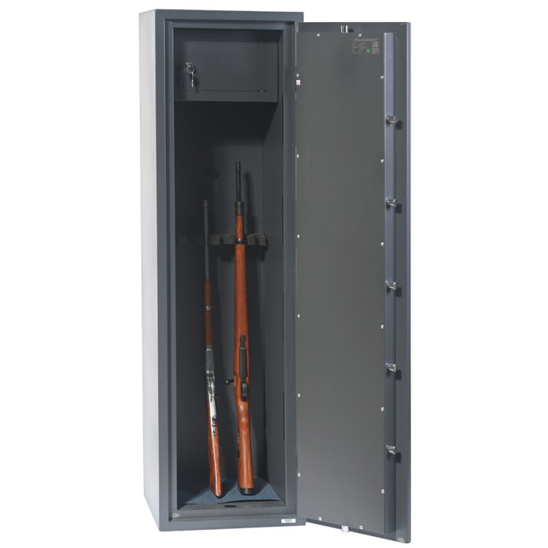 phoenix coffre-fort d'armes RIGEL GS8022K, serrure à clé, gris graphite, 6 supports d'armes